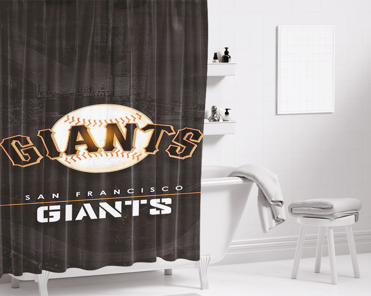 San Francisco Giants Baseball 3 Bathroom Shower Curtain Fabric Waterproof | 66 X 72 Inch