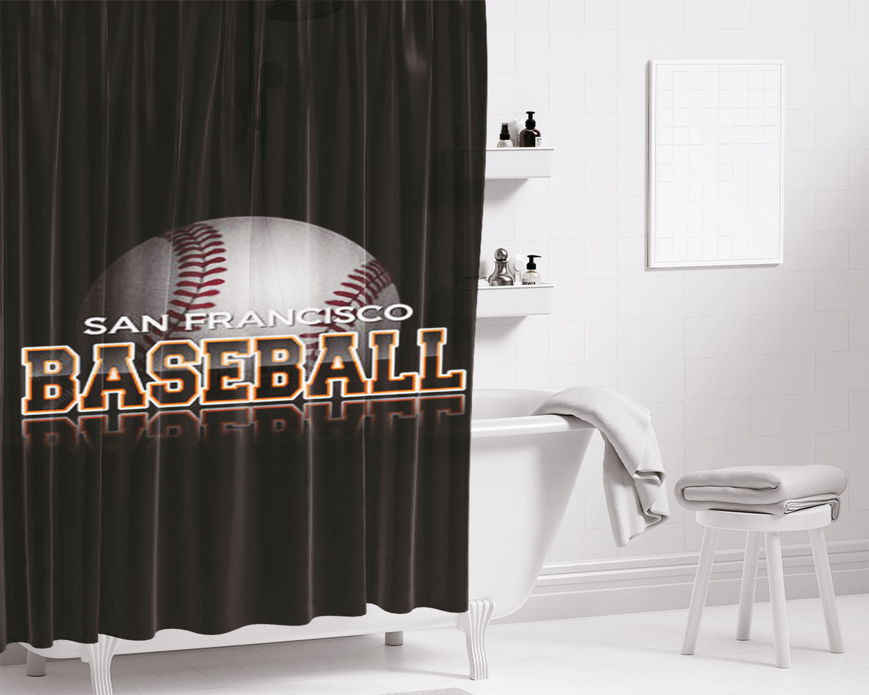 San Francisco Giants Baseball Logo Bathroom Shower Curtain Fabric Waterproof | 66 X 72 Inch