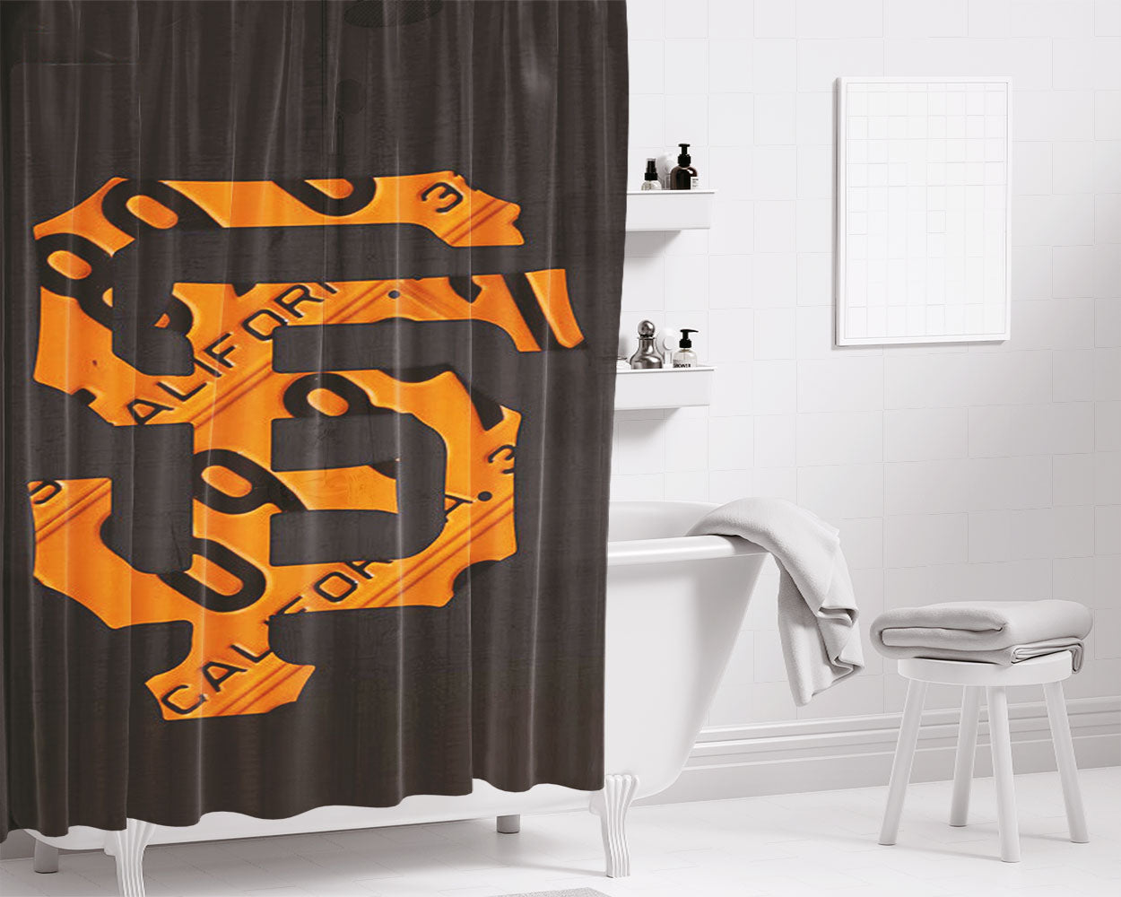 San Francisco Giants Baseball Vintage Logo Bathroom Shower Curtain Fabric Waterproof | 66 X 72 Inch