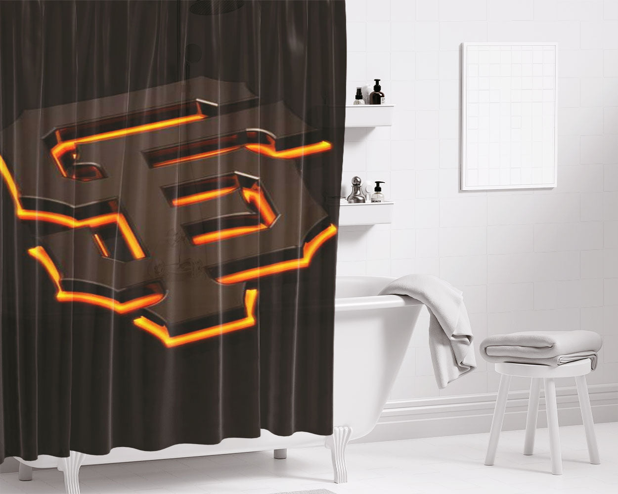 San Francisco Giants Black Lava Logo Bathroom Shower Curtain Fabric Waterproof | 66 X 72 Inch