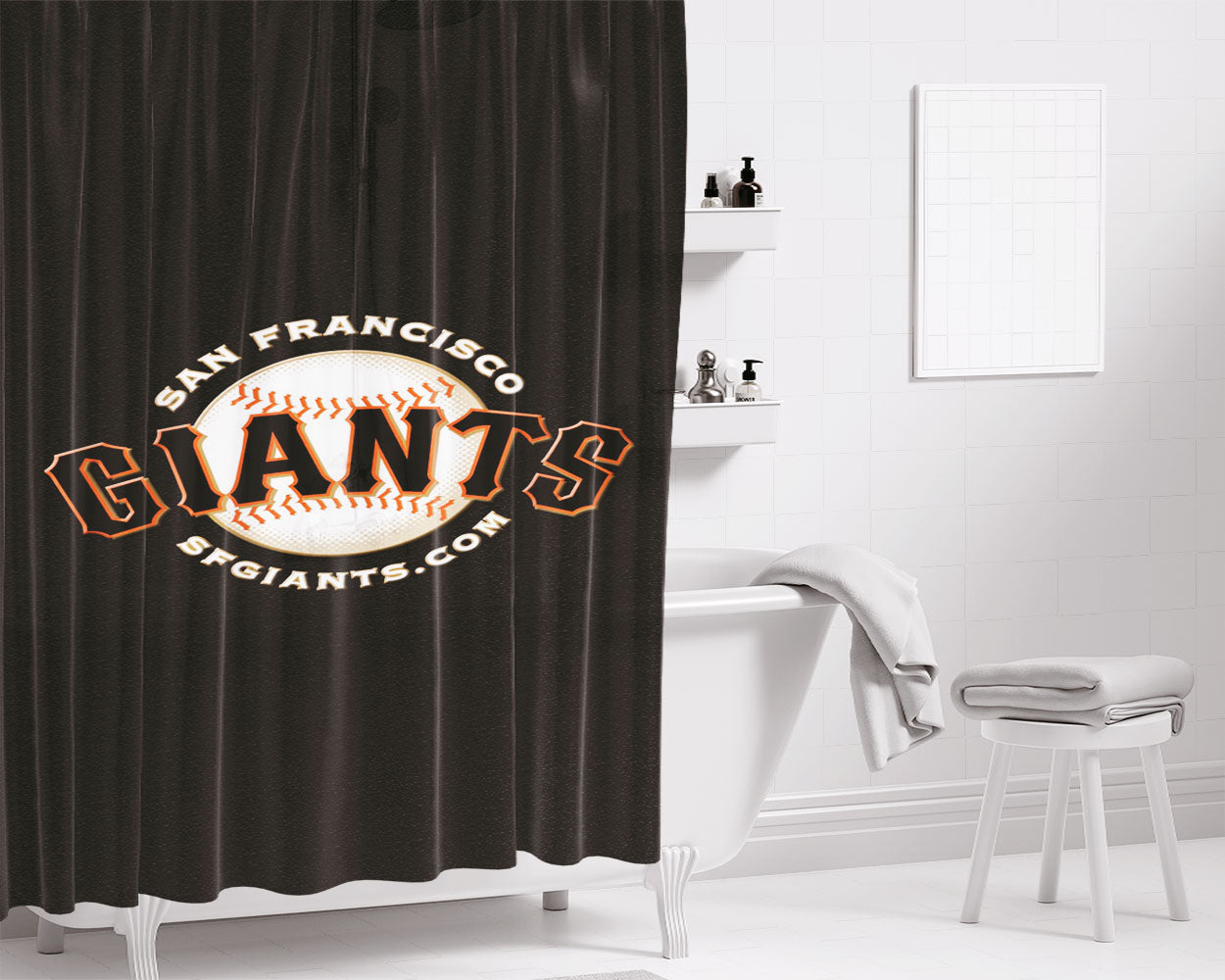 San Francisco Giants Black Bathroom Shower Curtain Fabric Waterproof | 66 X 72 Inch