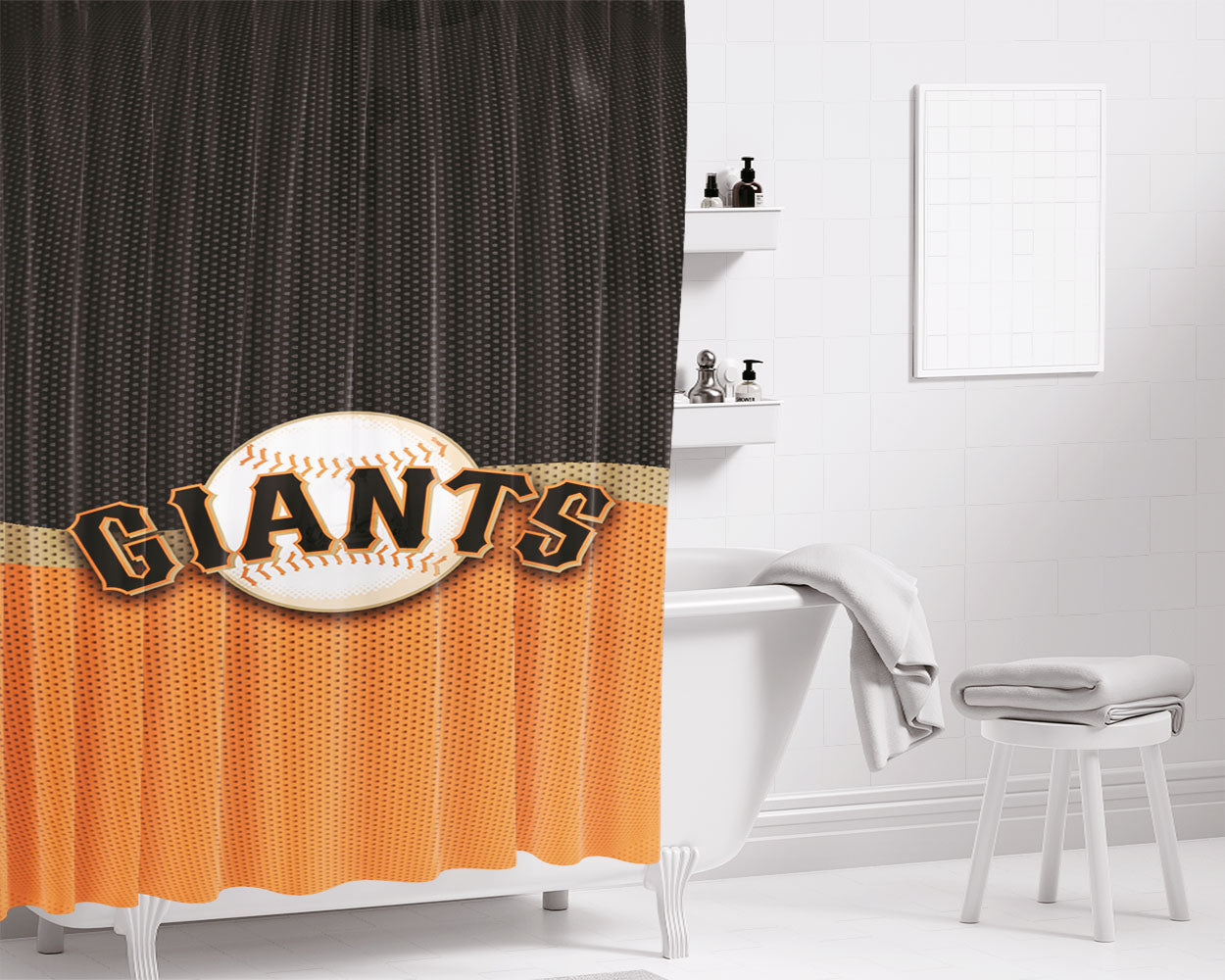 San Francisco Giants Logo Jersey Bathroom Shower Curtain Fabric Waterproof | 66 X 72 Inch