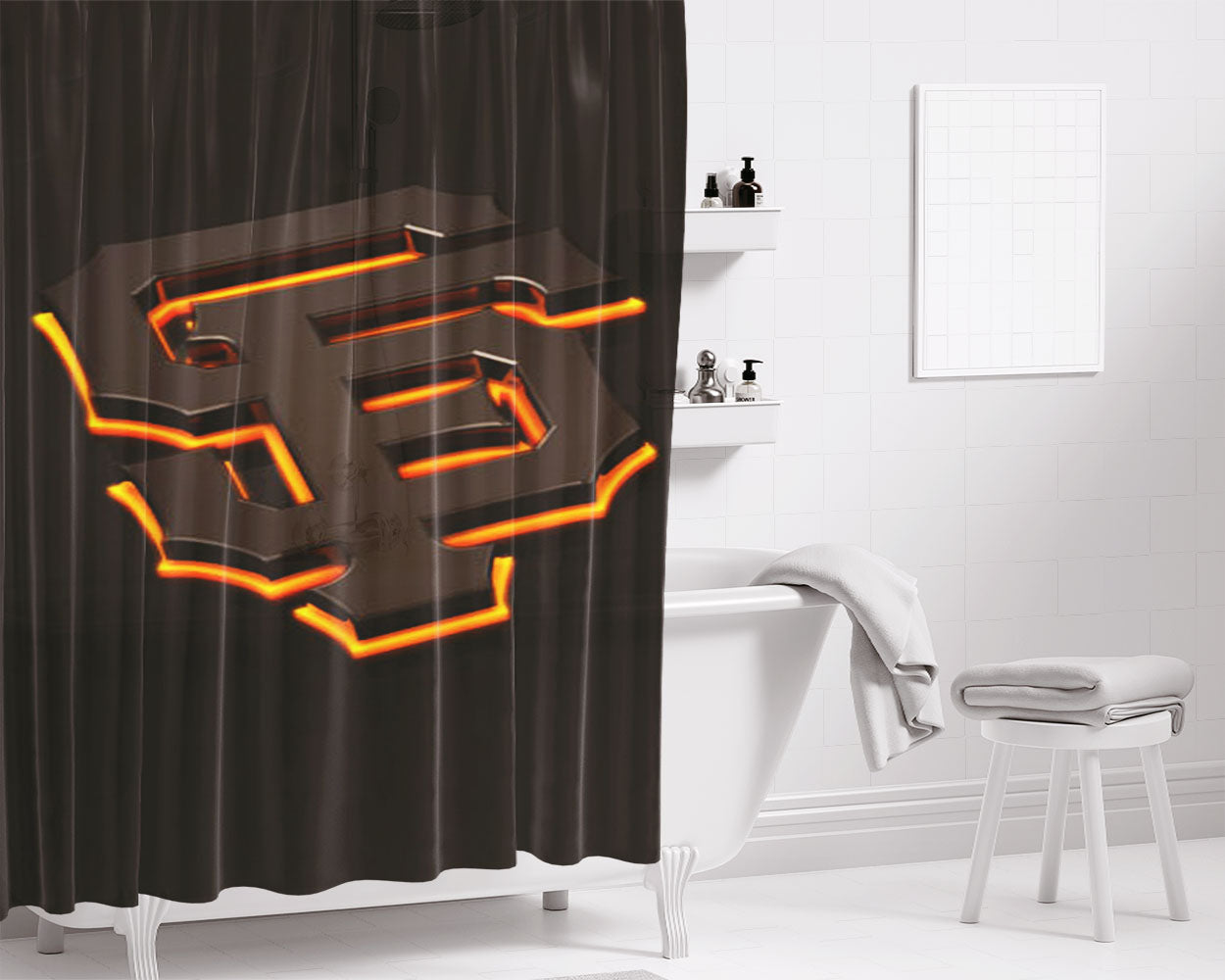 San Francisco Giants Logo Sf Bathroom Shower Curtain Fabric Waterproof | 66 X 72 Inch