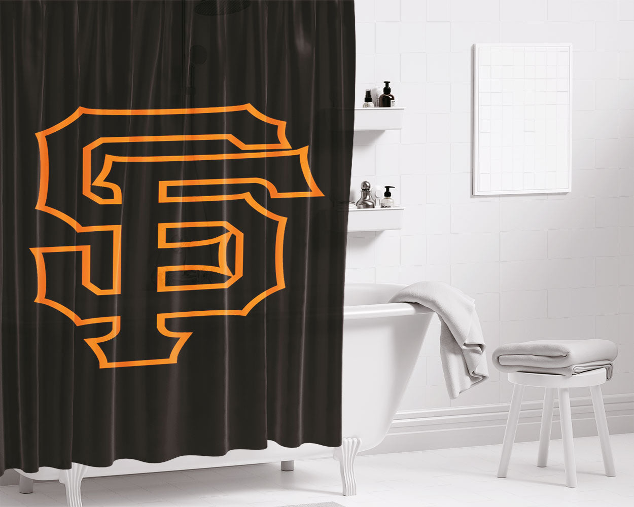 San Francisco Giants Logo Bathroom Shower Curtain Fabric Waterproof | 66 X 72 Inch