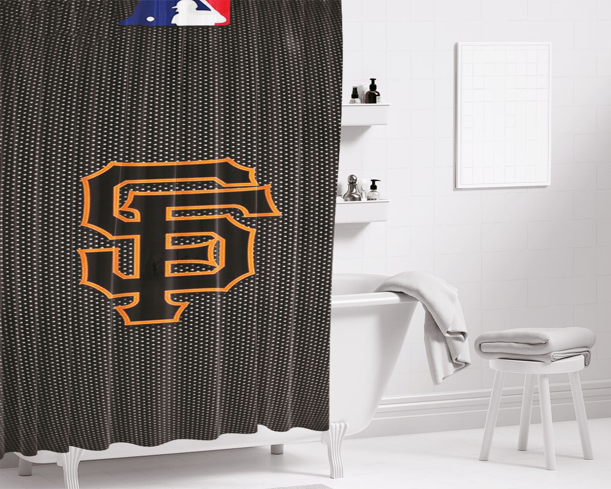 San Francisco Giants Sf Bathroom Shower Curtain Fabric Waterproof | 66 X 72 Inch