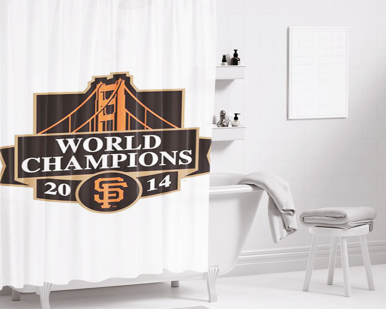 San Francisco Giants World Champions Bathroom Shower Curtain Fabric Waterproof | 66 X 72 Inch
