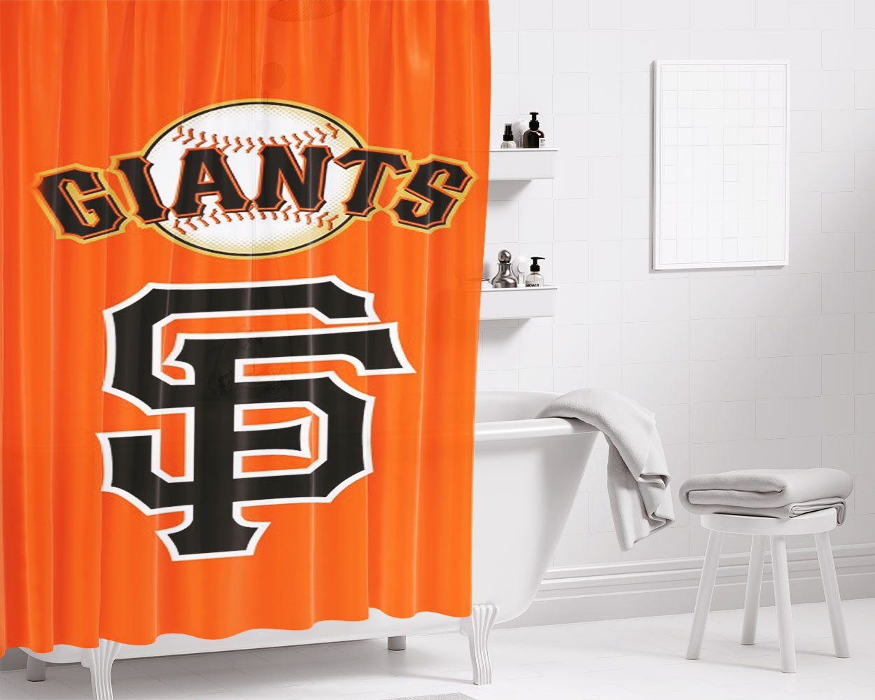 San Francisco Giants Bathroom Shower Curtain Fabric Waterproof | 66 X 72 Inch