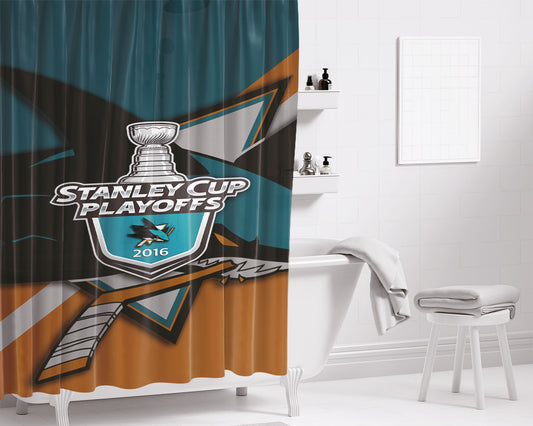 Personalized San Jose Sharks 2016 Playoffs Shower Curtain Farmhouse Bathroom Decor