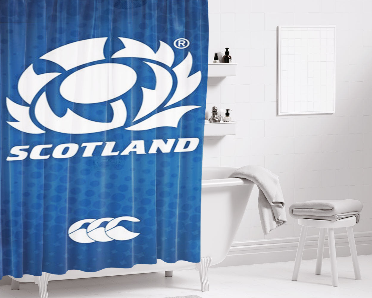 Scotland Rugby Bathroom Shower Curtain Fabric Waterproof | 66 X 72 Inch