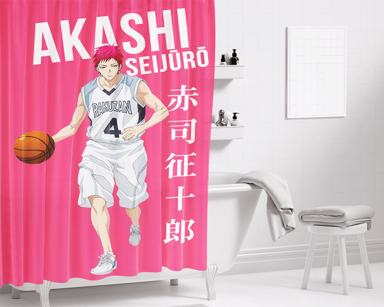 Seijuurou Akashi Kuroko No Basket Bathroom Shower Curtain Fabric Waterproof | 66 X 72 Inch