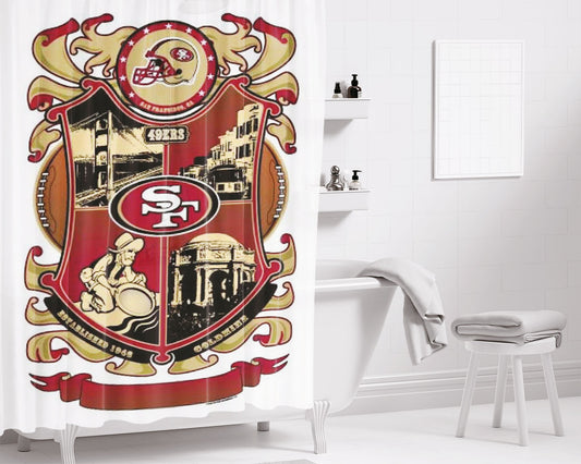 Personalized Sf Nfl Football Shower Curtain Farmhouse Bathroom Decor