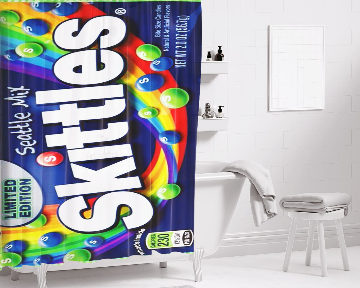 Skittles Seattle Seahawks Bathroom Shower Curtain Fabric Waterproof | 66 X 72 Inch