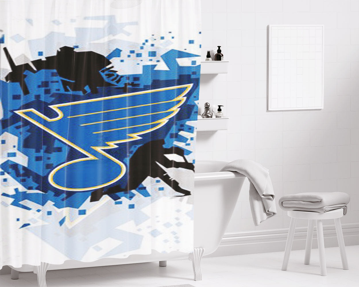 St Louis Blues Nhl Sport Logo Bathroom Shower Curtain Fabric Waterproof | 66 X 72 Inch