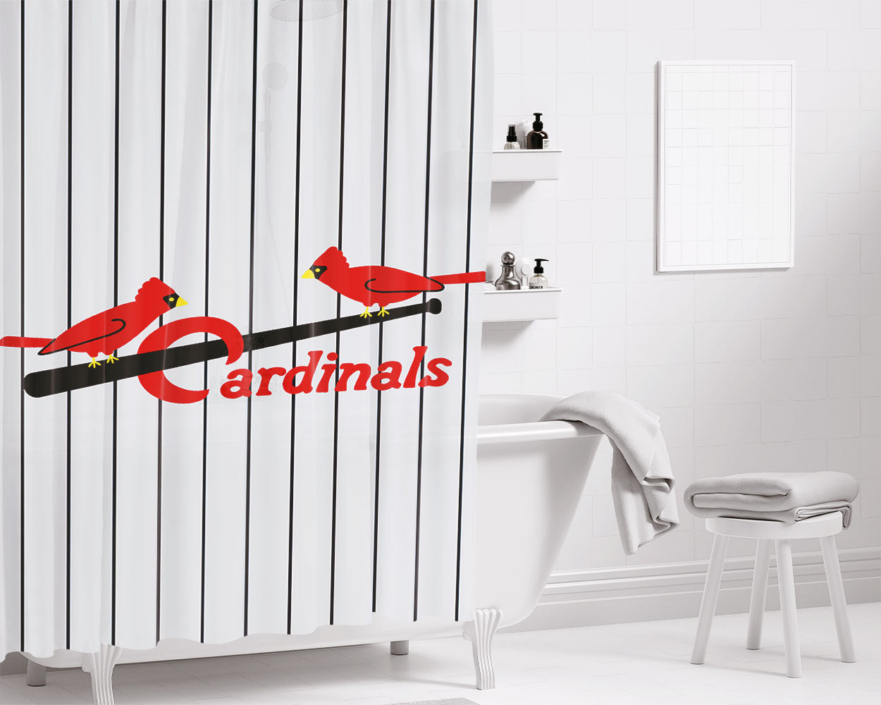 St Louis Cardinals Jersey Emblem Bathroom Shower Curtain Fabric Waterproof | 66 X 72 Inch