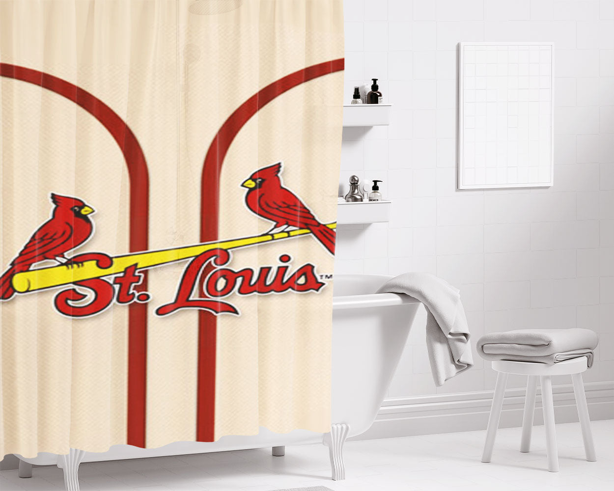 St Louis Cardinals Mlb Bathroom Shower Curtain Fabric Waterproof | 66 X 72 Inch