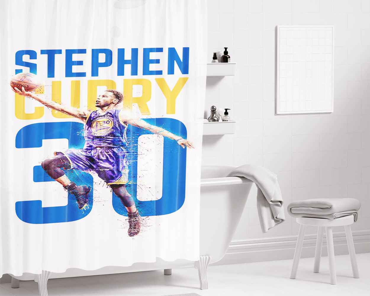 Stephen Curry 30 Bathroom Shower Curtain Fabric Waterproof | 66 X 72 Inch