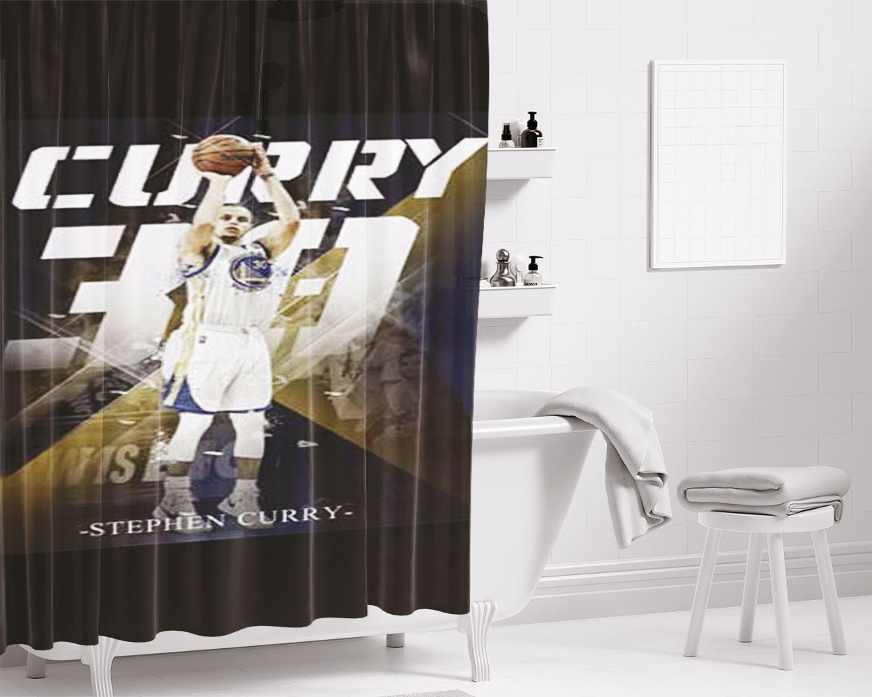 Stephen Curry Big 30 Bathroom Shower Curtain Fabric Waterproof | 66 X 72 Inch