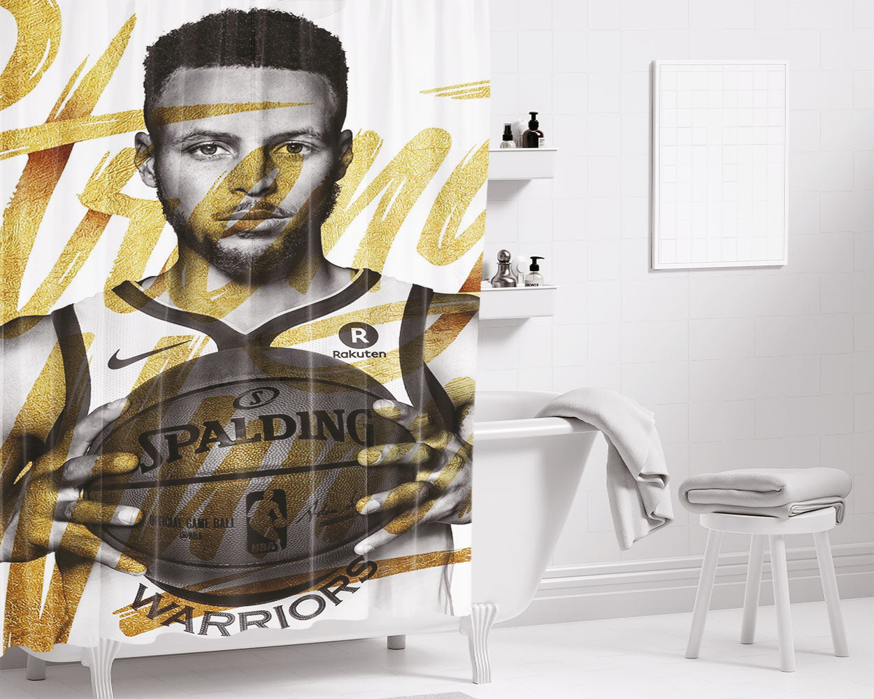 Stephen Curry Nba Player Bathroom Shower Curtain Fabric Waterproof | 66 X 72 Inch