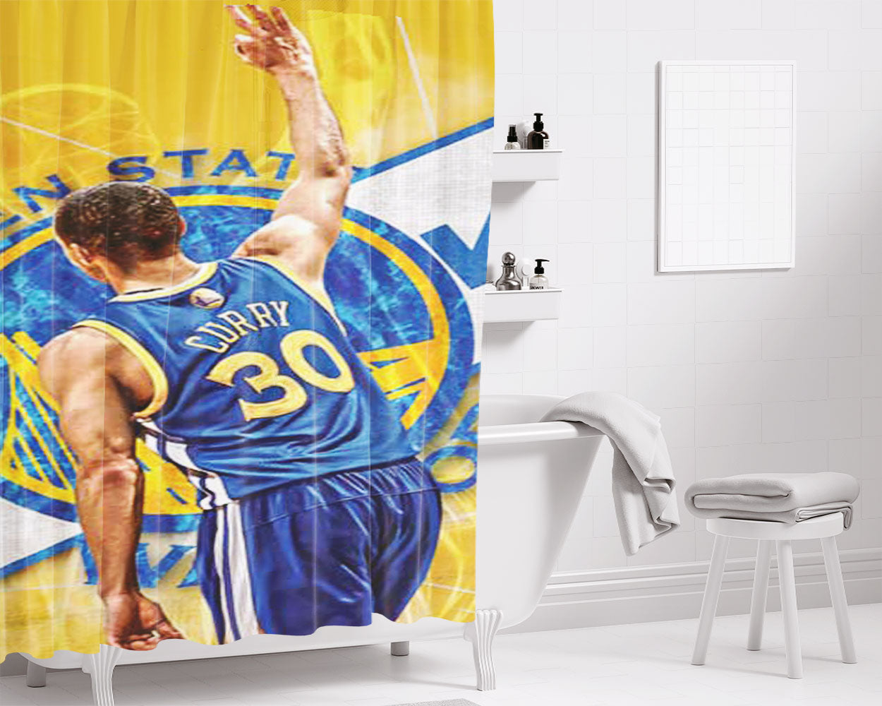 Stephen Curry Orange Bathroom Shower Curtain Fabric Waterproof | 66 X 72 Inch