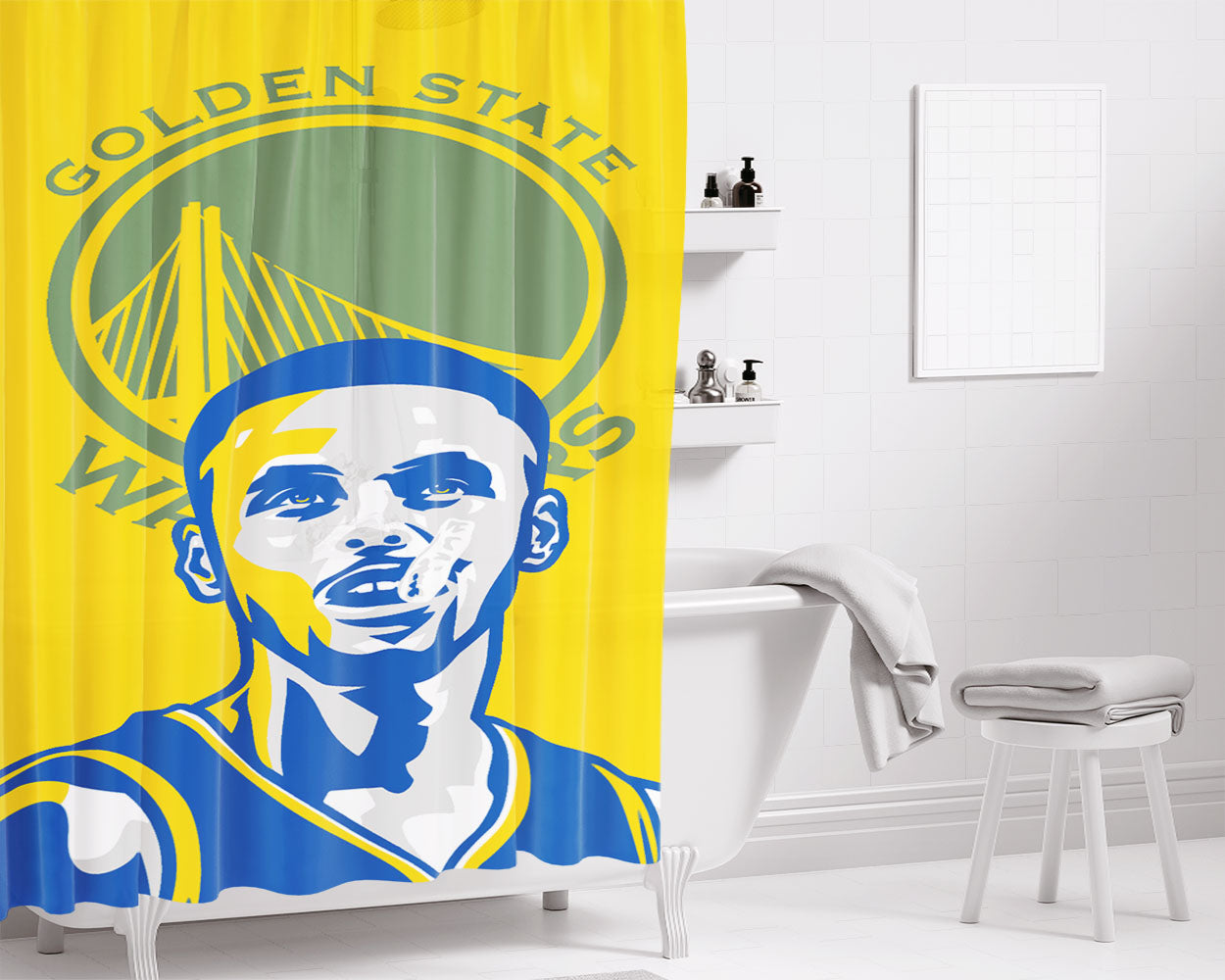 Stephen Curry Passion Illusration Bathroom Shower Curtain Fabric Waterproof | 66 X 72 Inch
