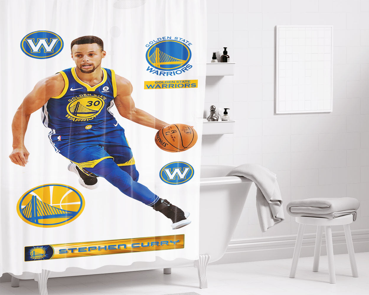 Stephen Curry Bathroom Shower Curtain Fabric Waterproof | 66 X 72 Inch