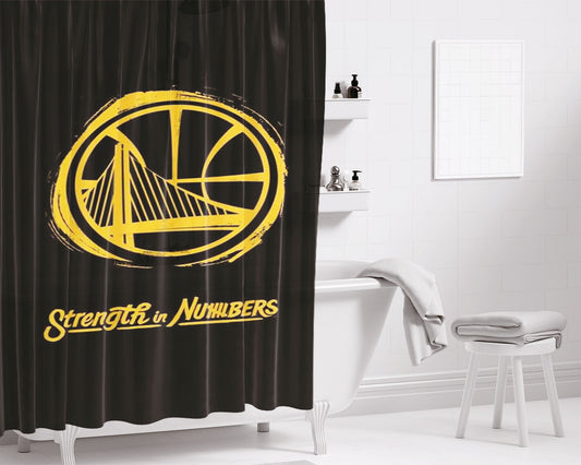 Personalized Strength In Numbers Golden State Warriors Shower Curtain Farmhouse Bathroom Decor