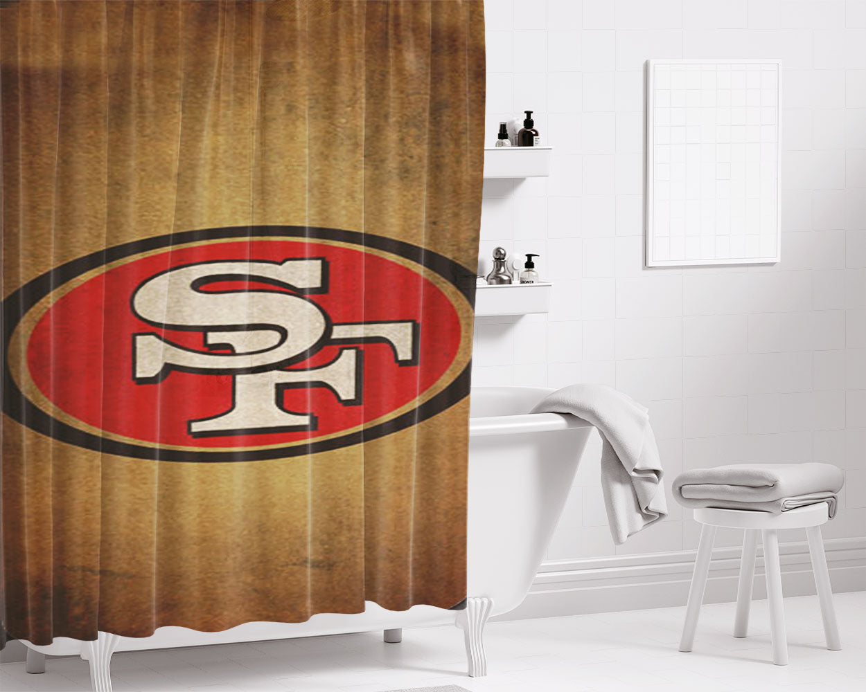Super Bowl San Francisco 49Ers Bathroom Shower Curtain Fabric Waterproof | 66 X 72 Inch