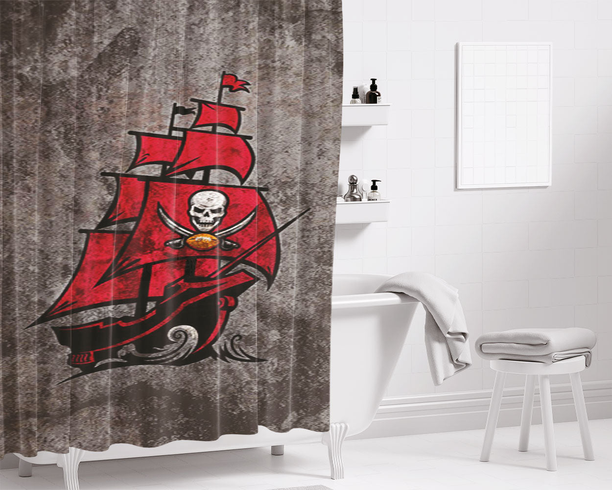 Tampa Bay Buccaneers Logo 2 Bathroom Shower Curtain Fabric Waterproof | 66 X 72 Inch