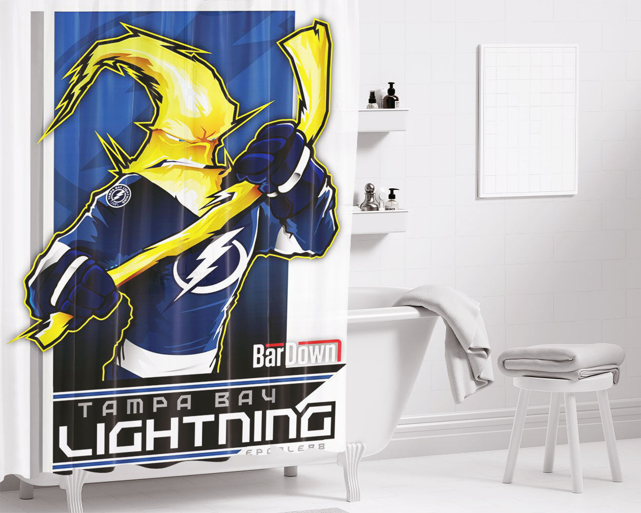 Tampa Bay Lighting Bathroom Shower Curtain Fabric Waterproof | 66 X 72 Inch