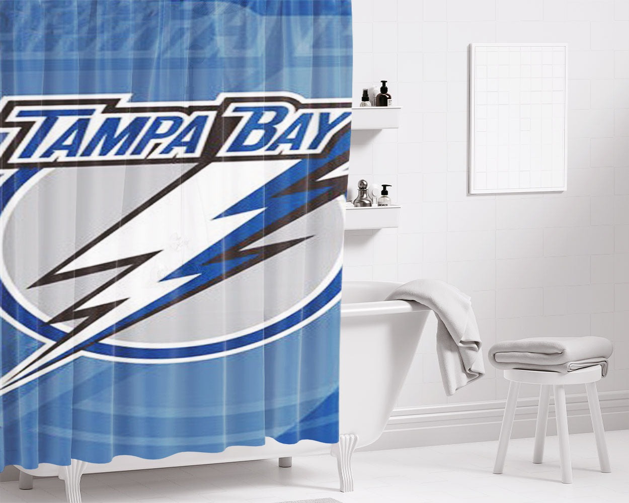 Tampa Bay Lightning Nhl Sport Bathroom Shower Curtain Fabric Waterproof | 66 X 72 Inch