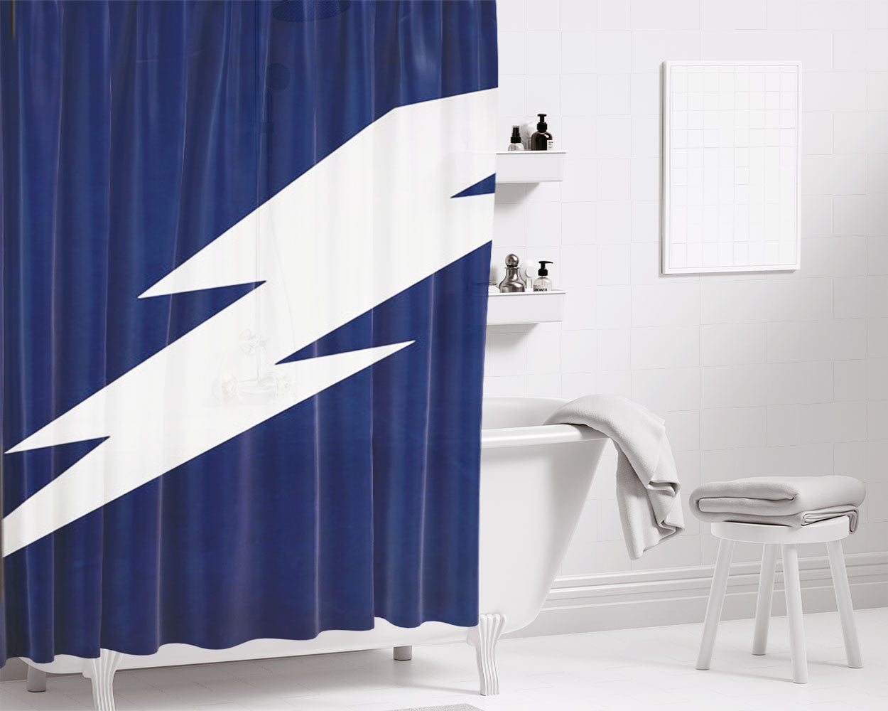 Tampa Bay Lightning Thunder Bathroom Shower Curtain Fabric Waterproof | 66 X 72 Inch