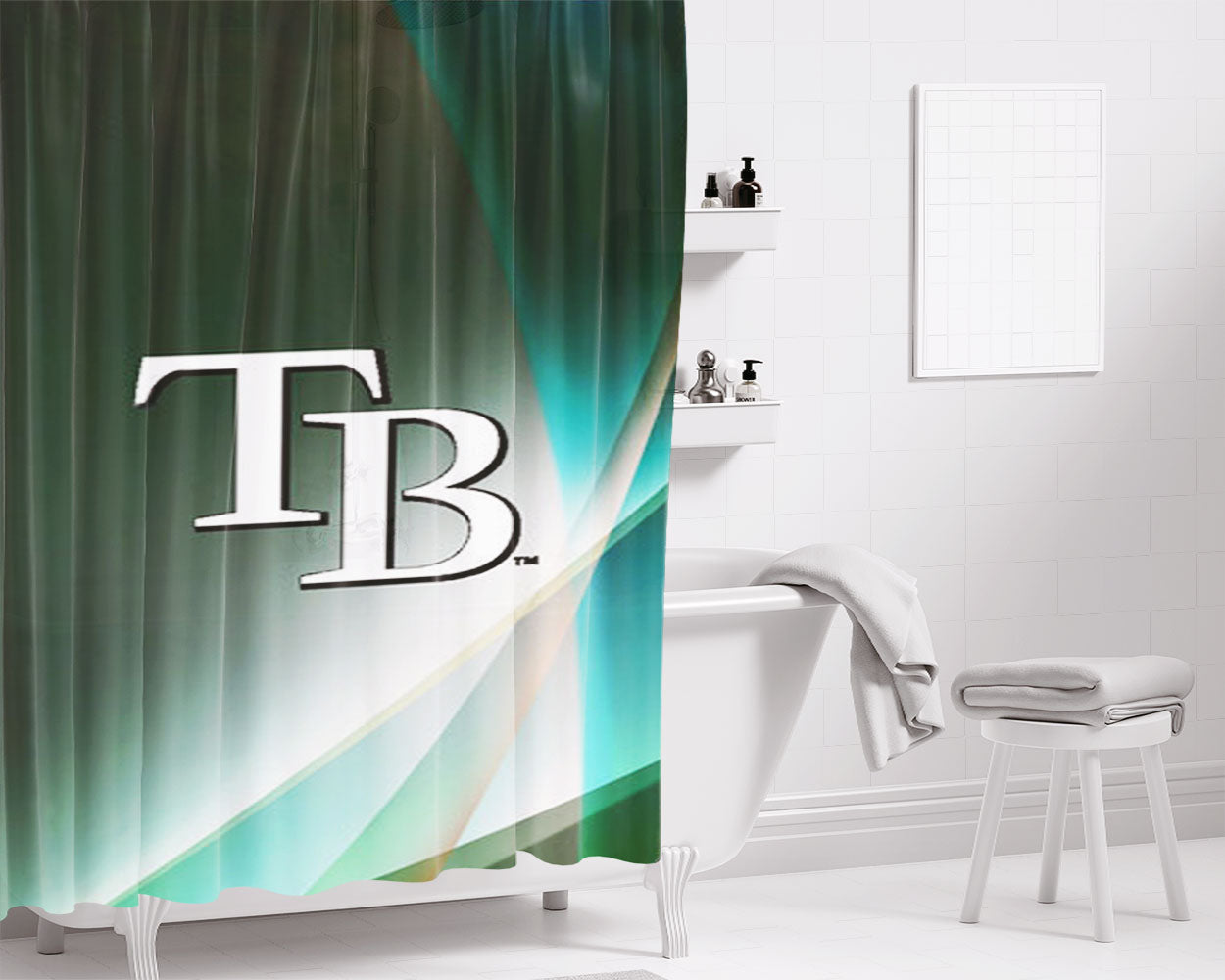 Tampa Bay Rays Green Bathroom Shower Curtain Fabric Waterproof | 66 X 72 Inch