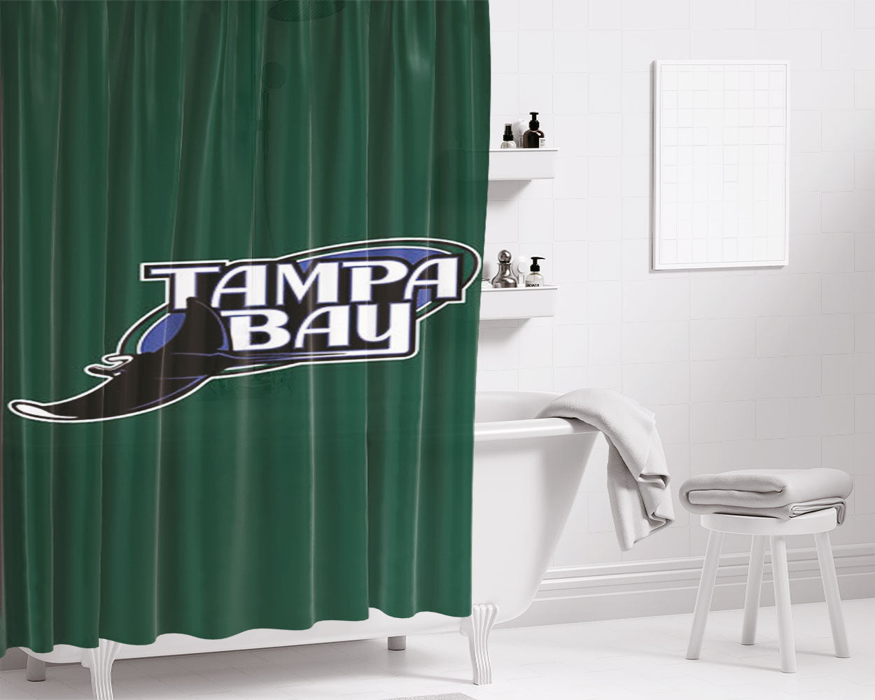 Tampa Bay Rays Icon Bathroom Shower Curtain Fabric Waterproof | 66 X 72 Inch