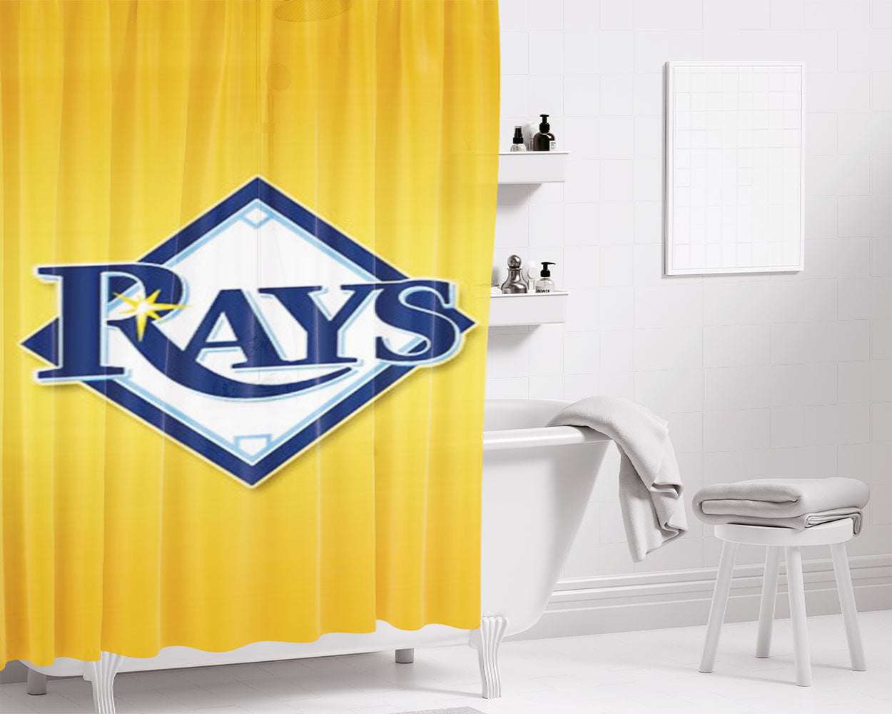 Tampa Bay Rays Logo Bathroom Shower Curtain Fabric Waterproof | 66 X 72 Inch