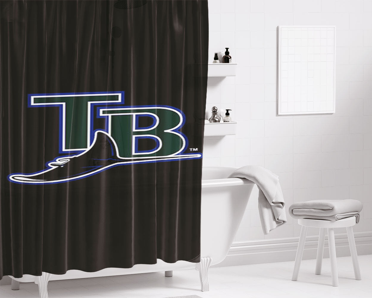 Tampa Bay Rays New Bathroom Shower Curtain Fabric Waterproof | 66 X 72 Inch