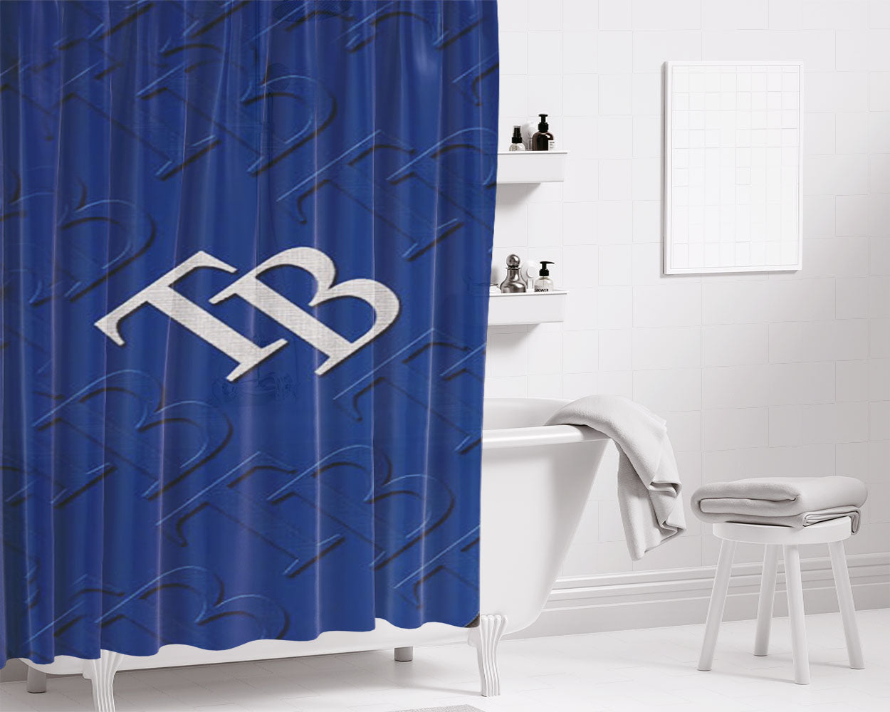 Tampa Bay Rays Tb Bathroom Shower Curtain Fabric Waterproof | 66 X 72 Inch