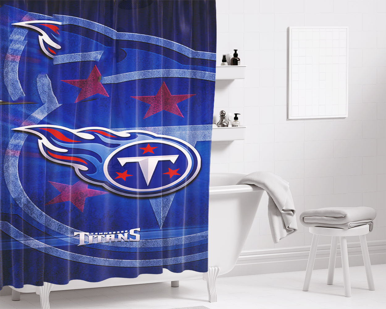 Tennessee Titans 1 Bathroom Shower Curtain Fabric Waterproof | 66 X 72 Inch