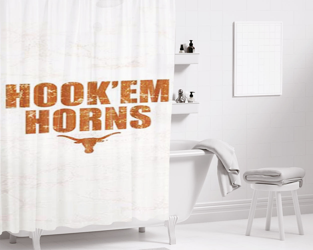 Texas A M Scratch Orange Bathroom Shower Curtain Fabric Waterproof | 66 X 72 Inch
