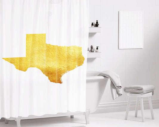 Personalized Texas Golden State Map Shower Curtain Farmhouse Bathroom Decor
