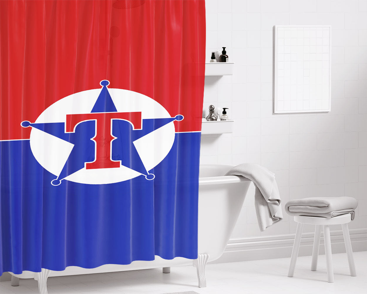 Texas Rangers Rebrand Bathroom Shower Curtain Fabric Waterproof | 66 X 72 Inch