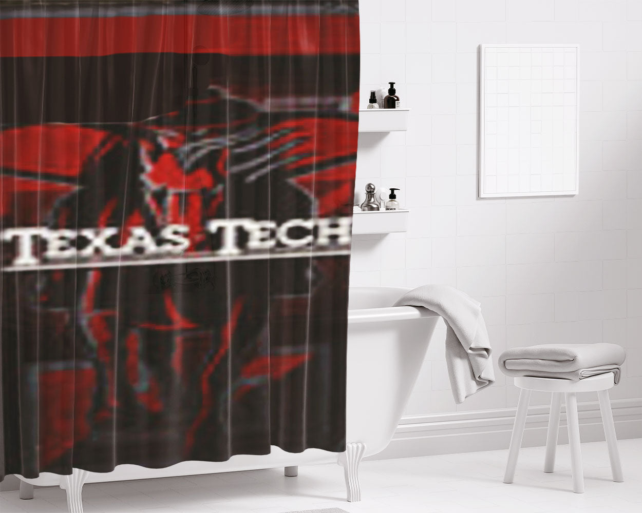Texas Tech Bathroom Shower Curtain Fabric Waterproof | 66 X 72 Inch