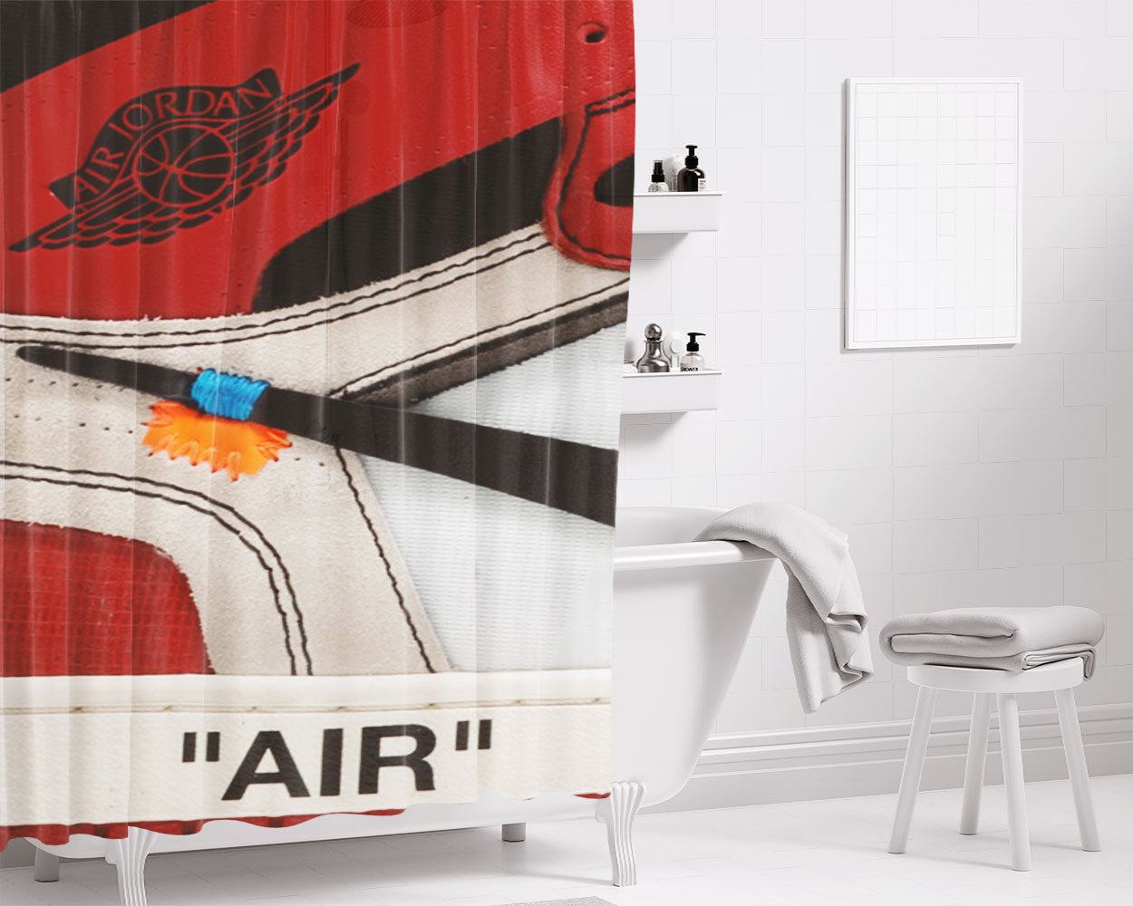 The 10 Air Jordan 1 Off White Bathroom Shower Curtain Fabric Waterproof | 66 X 72 Inch