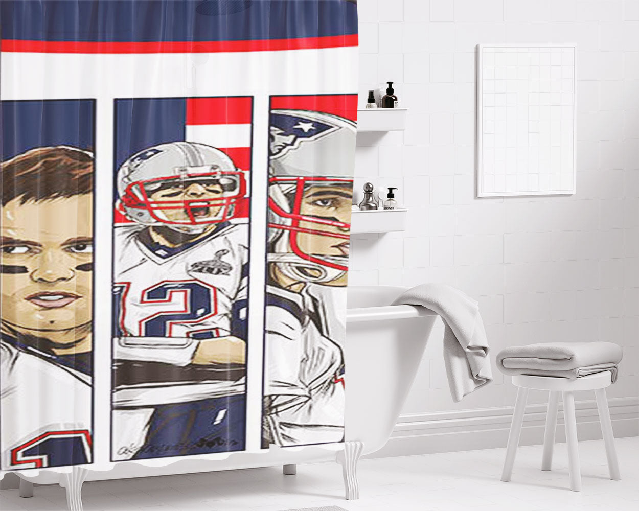 Tom Brady Patriots Nfl Bathroom Shower Curtain Fabric Waterproof | 66 X 72 Inch