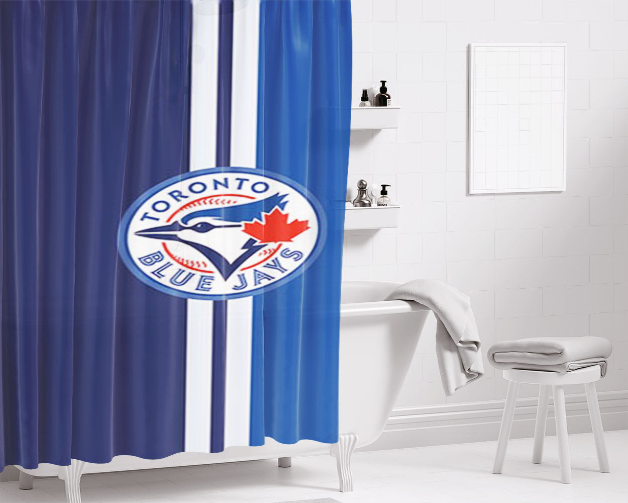Toronto Blue Jays 2 Bathroom Shower Curtain Fabric Waterproof | 66 X 72 Inch