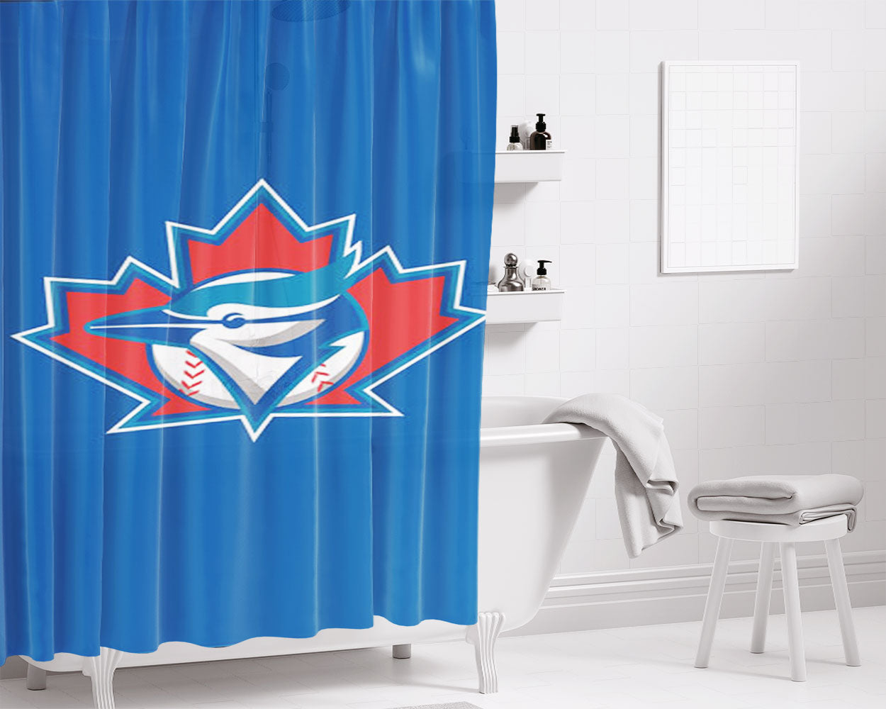 Toronto Blue Jays Baseball Bathroom Shower Curtain Fabric Waterproof | 66 X 72 Inch