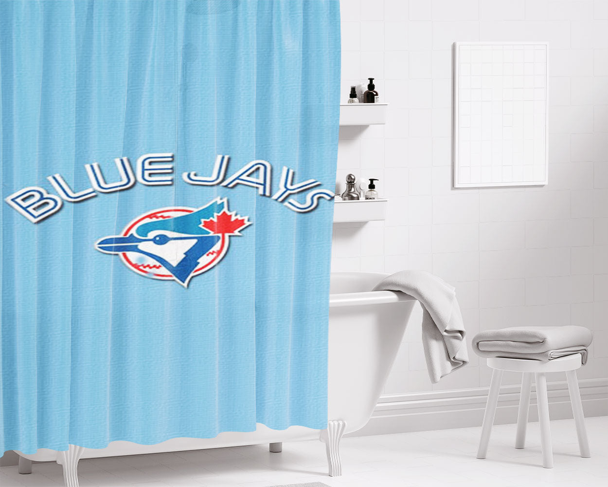 Toronto Blue Jays Design Bathroom Shower Curtain Fabric Waterproof | 66 X 72 Inch