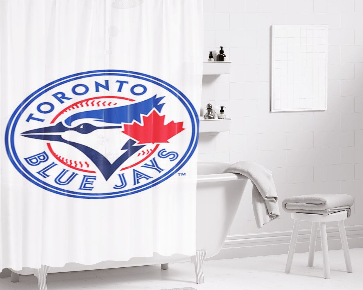 Toronto Blue Jays Logo Bathroom Shower Curtain Fabric Waterproof | 66 X 72 Inch