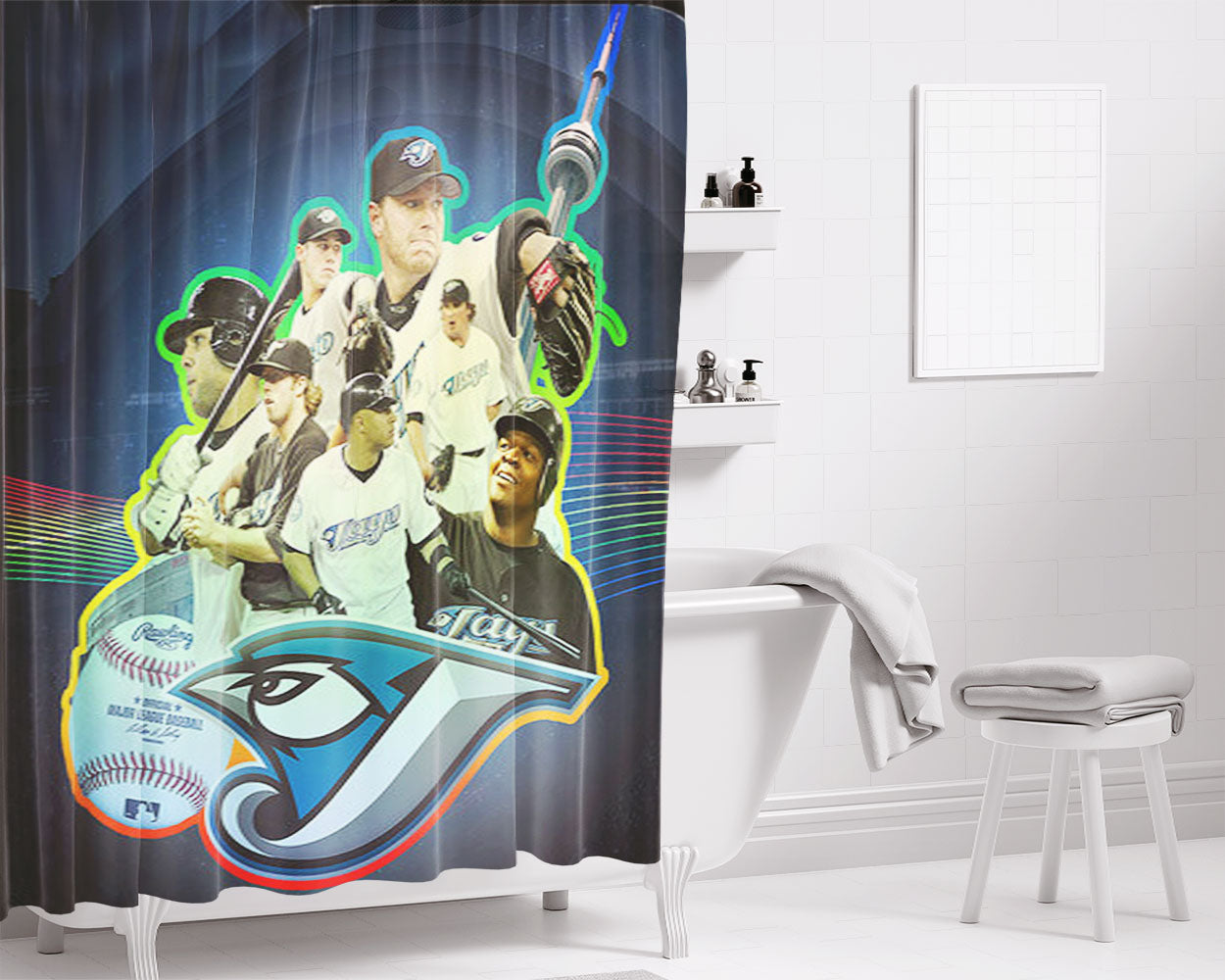 Toronto Blue Jays Mlb Baseball Bathroom Shower Curtain Fabric Waterproof | 66 X 72 Inch