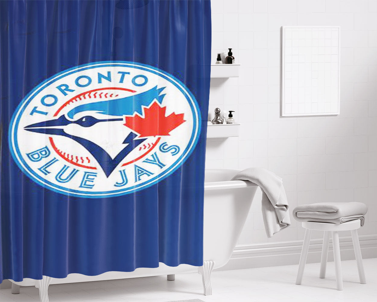 Toronto Blue Jays Bathroom Shower Curtain Fabric Waterproof | 66 X 72 Inch