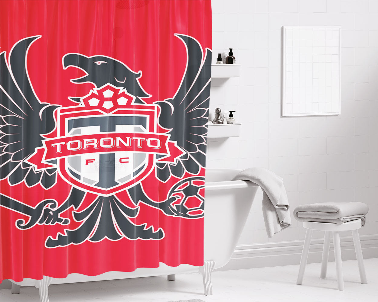 Toronto Fc Logo Bathroom Shower Curtain Fabric Waterproof | 66 X 72 Inch